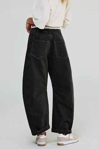 Allimy Womens Jeans Mid Rise Barrel Leg Vintage Jeans for Women Trendy 2024 Denim Pants Non Stretch in Kuwait