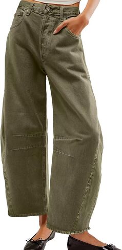 Allimy Womens Jeans Mid Rise Barrel Leg Vintage Jeans for Women Trendy 2024 Denim Pants Non Stretch in Kuwait
