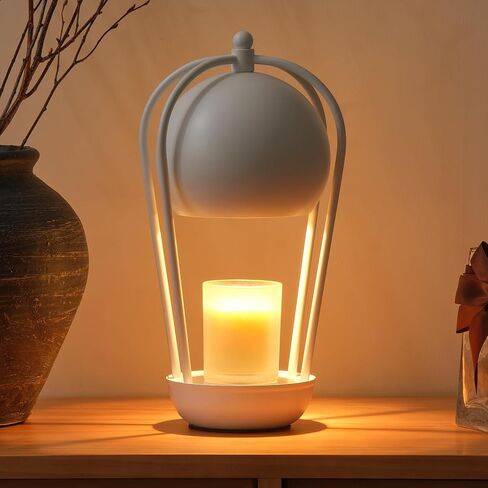 SpaceTime Candle Warmer Lamp with Timer,Farmhouse Candle Lamp Warmer for Wax,Electric Lamp Candle Warmer for Jar Candles,Dimmable Light,Home Decor,Gifts for Mom (White) in Saudi Arabia