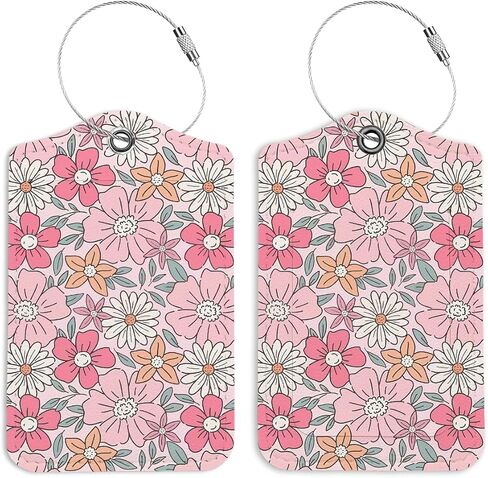 Pink Flowers Coquette Luggage Tags for Suitcases, Preppy Luggage Tag, Back to School, Trendy 2 Pack Luggage Tags for Travel, Funky Teen Girl Gifts Suitcase Tags in Saudi Arabia