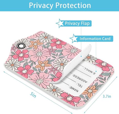 Pink Flowers Coquette Luggage Tags for Suitcases, Preppy Luggage Tag, Back to School, Trendy 2 Pack Luggage Tags for Travel, Funky Teen Girl Gifts Suitcase Tags in Saudi Arabia