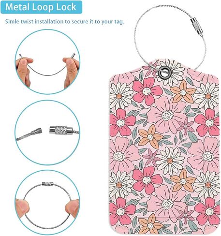 Pink Flowers Coquette Luggage Tags for Suitcases, Preppy Luggage Tag, Back to School, Trendy 2 Pack Luggage Tags for Travel, Funky Teen Girl Gifts Suitcase Tags in Saudi Arabia