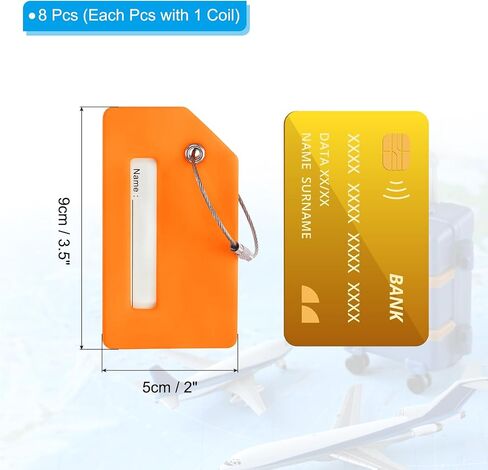 PATIKIL Initial Luggage Tags, 8 Pcs Silicone Suitcase Tag Identifier ID Card Holder Unique Luggage Name Tags with Stainless Steel Loop, Letter I, Orange in Kuwait