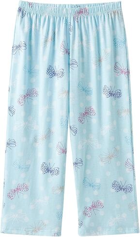 Women's Cotton Sleepwear Tops with Capri Pants Casual and Fun Prints Pajama Set in Saudi Arabia