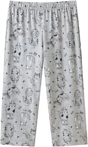 Women's Cotton Sleepwear Tops with Capri Pants Casual and Fun Prints Pajama Set in Kuwait