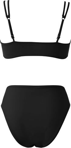 RXRXCOCO Womens V Cut Bikini Set Double Shoulder Straps Two Piece Swimsuit Ruched Square Neck Bathing Suit in Saudi Arabia