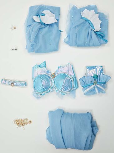 Princess Cosplay Costume for Women Gauzy Dress Cosplay Lingerie Set Short Top and Thong with Skirt Hem and Necklace in Saudi Arabia