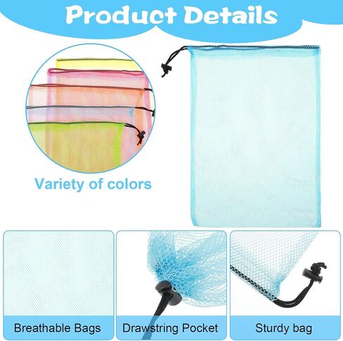 10PCS Colour Nylon Mesh Drawstring Bags, Mesh Drawstring Bag Laundry Mesh Bags Mesh with Cord Lock ball bag for Basketball, Volleyball, Football, Golf Stuff Balls in Saudi Arabia