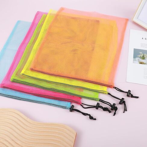 10PCS Colour Nylon Mesh Drawstring Bags, Mesh Drawstring Bag Laundry Mesh Bags Mesh with Cord Lock ball bag for Basketball, Volleyball, Football, Golf Stuff Balls in Saudi Arabia