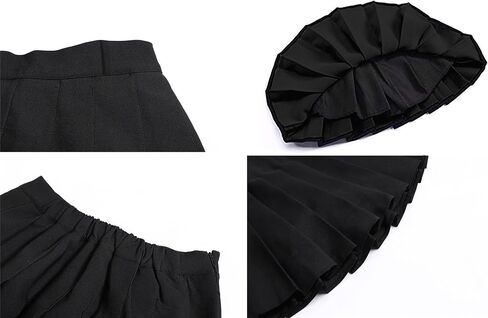 SANGTREE Women's High Waisted Pleated Skater Tennis School A-Line Skirt Uniform Skirts with Lining Shorts Black US 4XL in Saudi Arabia