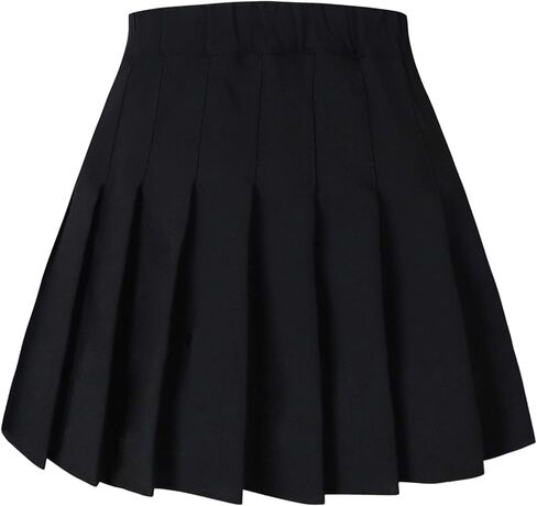 SANGTREE Women's High Waisted Pleated Skater Tennis School A-Line Skirt Uniform Skirts with Lining Shorts Black US 4XL in Saudi Arabia