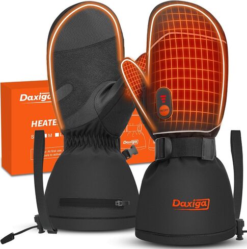 Daxiga Heated Mittens for Men Women, Rechargeable Electric Battery Heated Gloves, Winter Snow Mitts for Skating Camping Hunting Hiking Running Fishing in Saudi Arabia