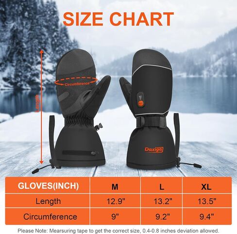 Daxiga Heated Mittens for Men Women, Rechargeable Electric Battery Heated Gloves, Winter Snow Mitts for Skating Camping Hunting Hiking Running Fishing in Saudi Arabia