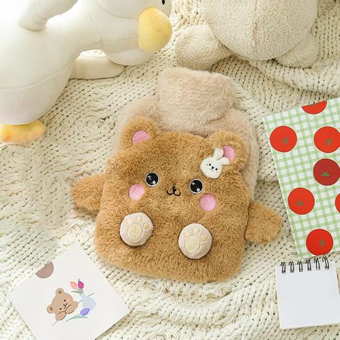 Plush Hot Water Bottle,400ML Hot Water Bag with Plush Cover,Hot Water Bag for Menstrual Cramps, Neck and Shoulder Pain Relief, Hot and Cold Compress, Hand Feet Warmer for Family Friend,Bear in Saudi Arabia
