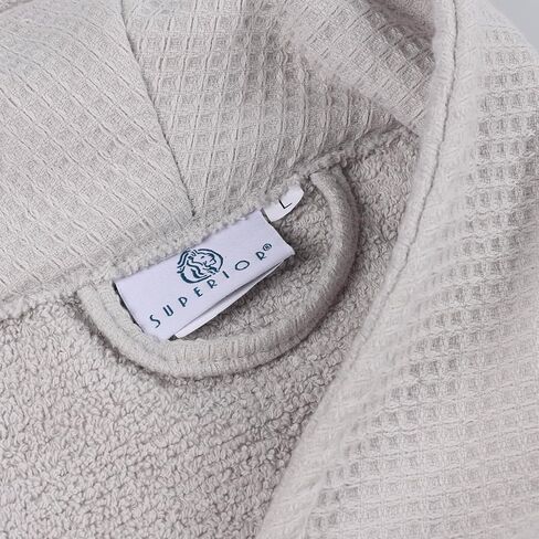 Superior Waffle Weave Cotton Unisex Bathrobe with Belt, Soft and Absorbent Robe for Men and Women Bath Essentials Robes in Kuwait