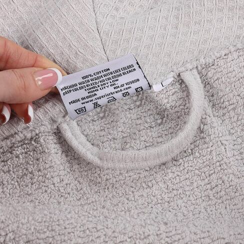 Superior Waffle Weave Cotton Unisex Bathrobe with Belt, Soft and Absorbent Robe for Men and Women Bath Essentials Robes in Kuwait