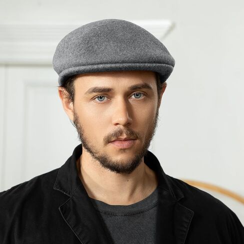 Wool Blend Mens Newsboy Caps, Classic Flat Cap Ivy Cabbie Gatsby Hat Winter Beret Hat for Men in Kuwait