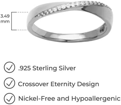 Amazon Essentials Cubic Zirconia Crossover Eternity Ring in Sterling Silver in Saudi Arabia
