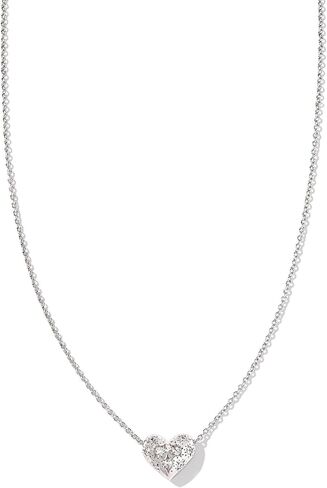 Kendra Scott Womens Holland Heart Short Pendant Necklace Silver White Crystal One-Size in Saudi Arabia