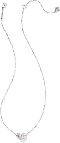 Kendra Scott Womens Holland Heart Short Pendant Necklace Silver White Crystal One-Size in Saudi Arabia