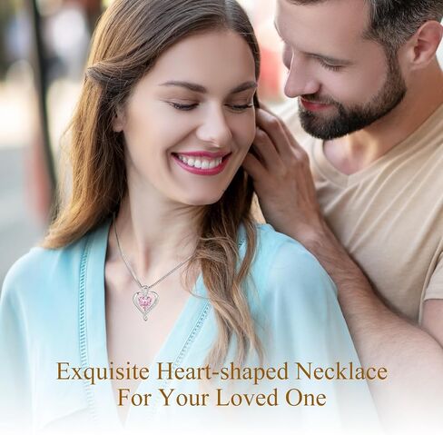 925 Sterling Silver Necklace - Exquisite Silver Jewelry for Women - Heart Pendant Silver Necklace - Birthday, Anniversary, Valentine's Day Gift for Women, Wife, Mom, Girlfriend, Lady in Kuwait