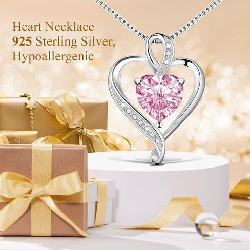 925 Sterling Silver Necklace - Exquisite Silver Jewelry for Women - Heart Pendant Silver Necklace - Birthday, Anniversary, Valentine's Day Gift for Women, Wife, Mom, Girlfriend, Lady in Kuwait