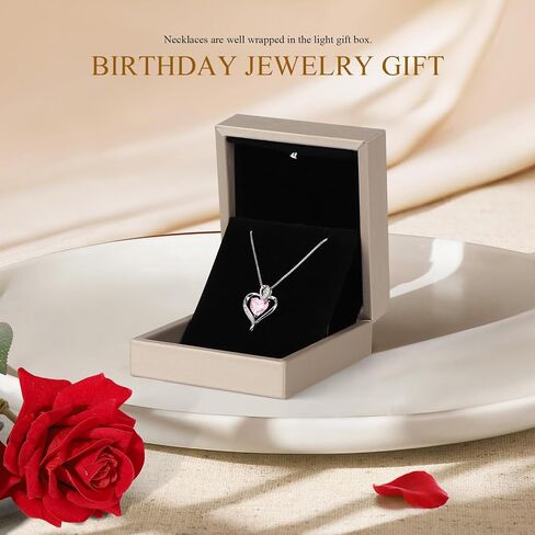 925 Sterling Silver Necklace - Exquisite Silver Jewelry for Women - Heart Pendant Silver Necklace - Birthday, Anniversary, Valentine's Day Gift for Women, Wife, Mom, Girlfriend, Lady in Kuwait
