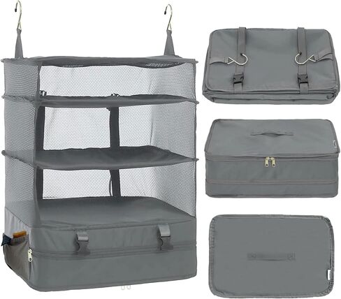 Hongmeru Portable Hanging Travel Shelves Packing Cubes for Suitcases Organizer Luggage Organizers for Suitcase, Carry on Closet Suitcase, XL, Black in Saudi Arabia