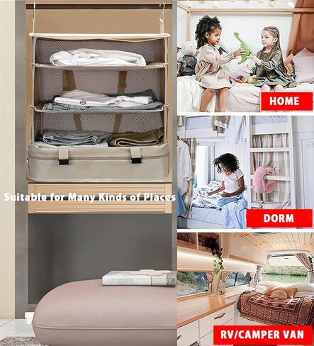 أرفف السفر المعلقة المحمولة من Hongmeru، مكعبات التعبئة لحقائب السفر، منظم الأمتعة لحقيبة السفر، حقيبة حمل على خزانة الملابس، مقاس XL، أسود in Kuwait