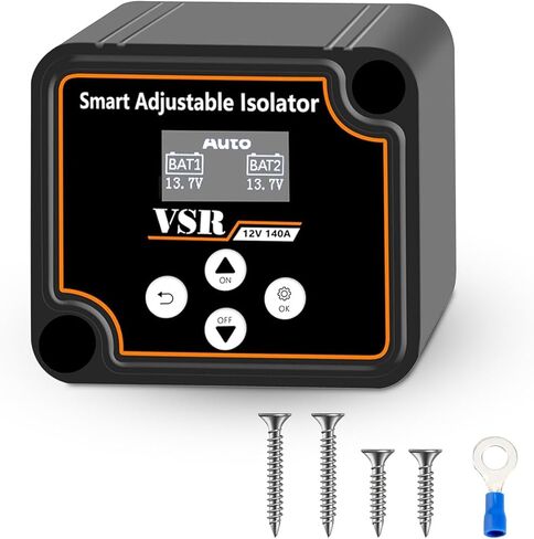 DEWINNER Adjustable Dual Battery Isolator 12V 140Amp Smart Battery Isolator Kits, Voltage Sensitive Relay for Truck Marine ATV UTV RV Boat Camper in Kuwait