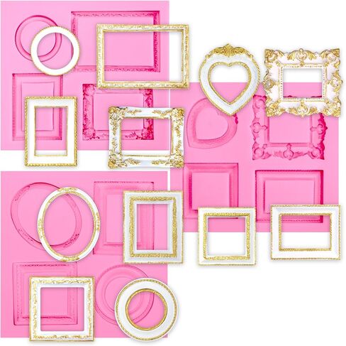 Retro Picture Frames Silicone Molds for Fondant Cake decoration, Polymer Clay Crafting Projects 9-Count in Saudi Arabia