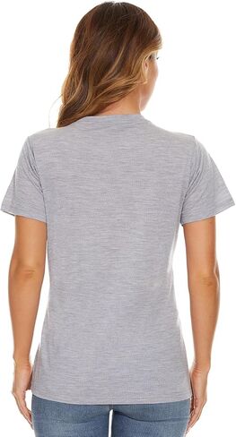 Women's Merino Wool T-Shirt Short Sleeve Athletic Tee Wicking Base Layer(Wool Face Mask Included) in Kuwait