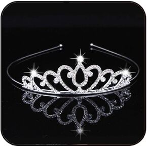 Kilshye Princess Tiara Girl Silver Rhinestone Tiaras Wedding Crown Headband Costume Crowns Headpiece for Women and Girls
