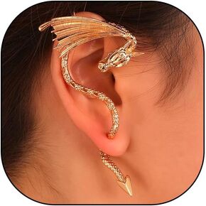 Punk Dragon Ear Cuff Earrings for Women Trendy Vintage Piercing Cartilage Earrings Chunky Ear Clips Creative Christmas Jewelry Accessories