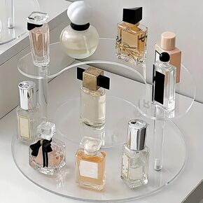 BYCY Perfume Stand Organizer 3 Tier, Acrylic Display Stand Riser for Figures, Perfume, Dessert, Cupcake, Desktop Display Stand for Decoration and Organize
