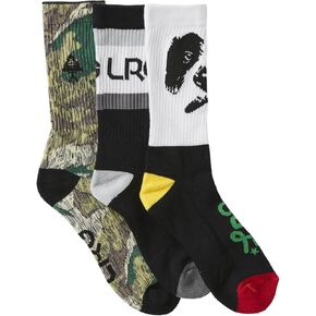 LRG Men's 3 Pack Crew Socks, Leaves, OSFM