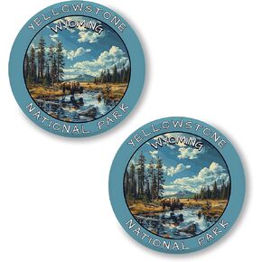 Yellowstone National Park Wyoming 2 Pack Pinback Buttons 2.25" - Pin Pins for Backpack Badge Jacket Lapel Clothes Cute Bag Lanyard Button Retro Enamel Fun Novelty Aesthetic Set ID45000