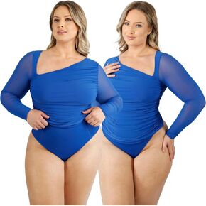 SHAPELLX Long Sleeve Bodysuit Tummy Control Shapewear Built in Bra 2 in 1 Bodysuit Tops Thong Full Body Shaper for Womens in Kuwait