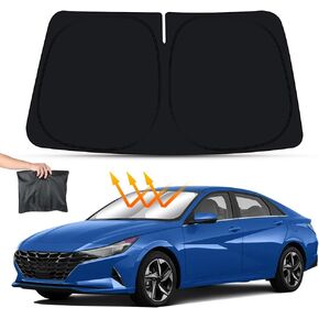 Car Sun Shade for Hyundai Elantra 2021 2022 2023 2024 2025 and Elantra Hybrid 2021-2025 Auto Interior Accessories Windshield Sunshade Foldable Insulation Protector Window Curtains Cover Visor