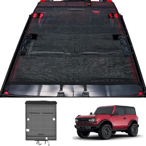Mabett Upgrade Sunshade for Ford Bronco 2021 2022 2023 2024 Bimini Sun Shade Top (Not Fit Soft Top), Mesh Sunshade for Bronco 4-Door Blocks UV, Leaves, Bikini Top Cover for Bronco Accessories