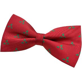 Retreez Christmas Holly Leaves Woven Pre-tied Bow Tie (5")