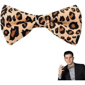 Leopard Bow Tie for Men Fashion Leopard Print Pre Tied Bow Ties Gold Silk Bow Tie Adjustable Leopard Bowtie for Men Women Clothing Suit Accessories for Wedding Cosplay Party Decorations Bowknot Tie