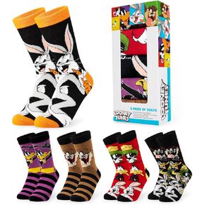 Looney Tunes Mens Socks Pack of 5 Crew Socks for Men Teenagers Soft Breathable Work Sports