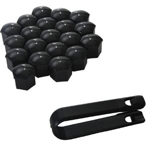 RUIAN 20Pcs Wheel Lug Nut Bolt Cover Caps 17mm Universal Wheel Hub Screw Cover with Removal Tools, Black