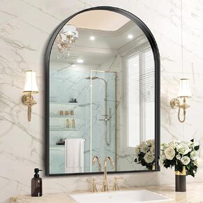 Large Arched Bathroom Mirror 30"x48", Black Arched Mirror with Deep Frame for Bathroom Over Sink, Wall Mirror with Aluminum Alloy Frame, Mirror for Wall Bedroom Living Room