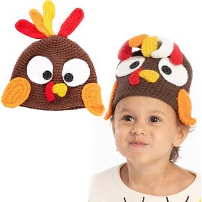 Thanksgiving Knitted Turkey Hat,Turkey Beanie Cap Hat for Boys Girls Warm Winter Hat Photograph Props for Thanksgiving Party supply