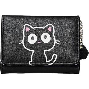 Little Cute Cat Cartoon Wallet Pocket Unique Gifts Coin Purse for Toddler Kids (Black Wallet)