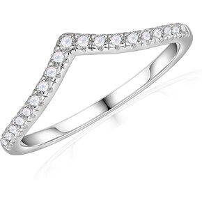 خاتم زفاف MOOSEA Moissanite Chevron للنساء، لون D VVS1 Clarity Lab مكون من حلقات ألماس قابلة للتكديس 14 قيراط أبيض أصفر وردي من الذهب فيرميل مويسانيتي خاتم نصف أبدية للنساء