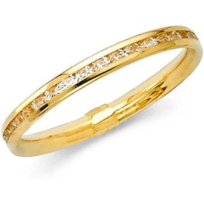 Sonia Jewels 14k Yellow White or Rose Gold Channel Set Cubic Zirconia CZ Channel Set Eternity Bridal Engagement Wedding Ring Band