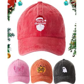 Jeyiour 4 قطع عيد الميلاد قبعة بيسبول قبعة عيد الميلاد خمر الدنيم قبعة عيد الهالوين سرطان الثدي الوعي عيد الشكر قبعة قابل للتعديل التطريز قبعات أبي للرجال النساء in Kuwait